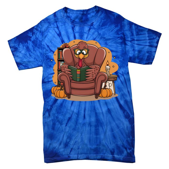 Funny Turkey Reading Books Gobble Good Funny Books Gift Tie-Dye T-Shirt