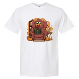 Funny Turkey Reading Books Gobble Good Funny Books Gift Garment-Dyed Heavyweight T-Shirt