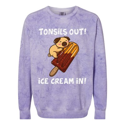 Funny Tonsil Removal Surgery Recovery Gift Tonsillectomy Pug Colorblast Crewneck Sweatshirt