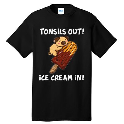 Funny Tonsil Removal Surgery Recovery Gift Tonsillectomy Pug Tall T-Shirt