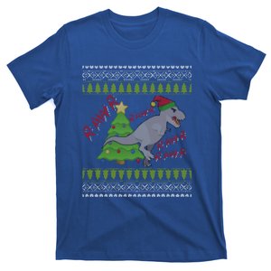 Funny Tree Rex Ugly Christmas Sweater Lights Trex Dinosaur Gift T-Shirt