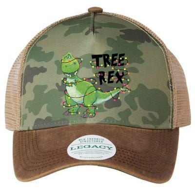 Festive Tree Rex Dinosaur T Rex Christmas Lights Legacy Tie Dye Trucker Hat