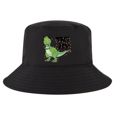 Festive Tree Rex Dinosaur T Rex Christmas Lights Cool Comfort Performance Bucket Hat
