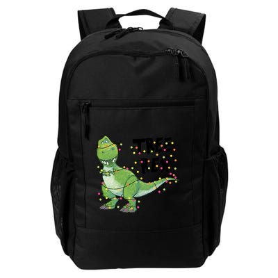 Festive Tree Rex Dinosaur T Rex Christmas Lights Backpack
