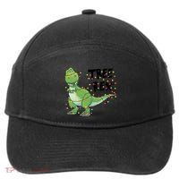 Festive Tree Rex Dinosaur T Rex Christmas Lights 7-Panel Snapback Hat