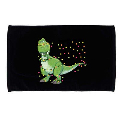 Festive Tree Rex Dinosaur T Rex Christmas Lights Microfiber Hand Towel