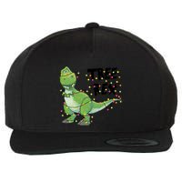 Festive Tree Rex Dinosaur T Rex Christmas Lights Wool Snapback Cap