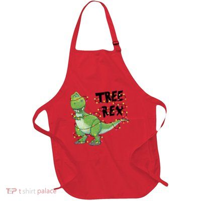 Festive Tree Rex Dinosaur T Rex Christmas Lights Apron