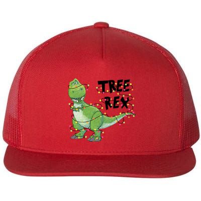 Festive Tree Rex Dinosaur T Rex Christmas Lights Flatbill Hat