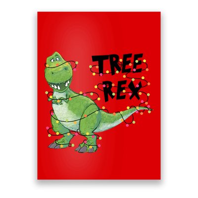 Festive Tree Rex Dinosaur T Rex Christmas Lights Poster