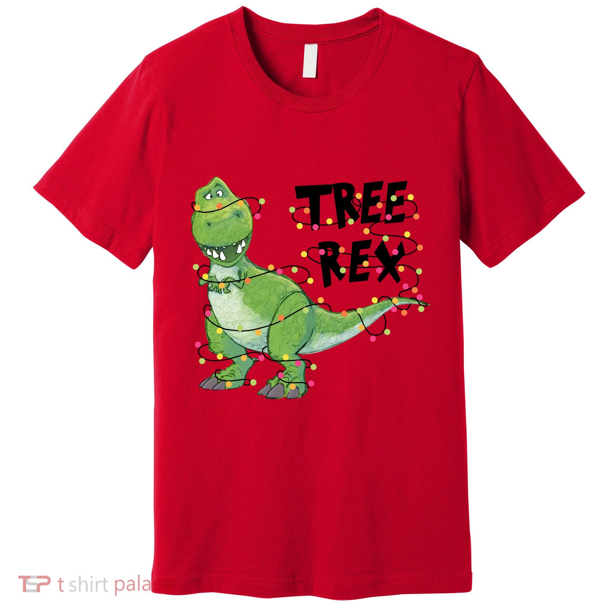 Festive Tree Rex Dinosaur T Rex Christmas Lights Premium T-Shirt