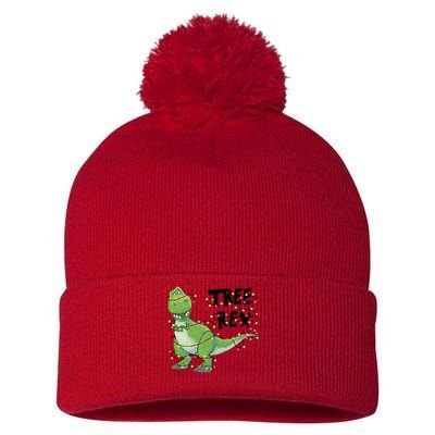 Festive Tree Rex Dinosaur T Rex Christmas Lights Pom Pom 12in Knit Beanie
