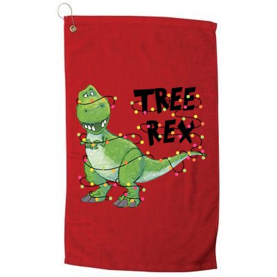 Festive Tree Rex Dinosaur T Rex Christmas Lights Golf Towel