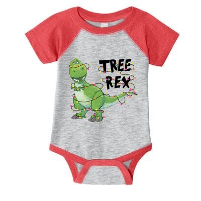 Festive Tree Rex Dinosaur T Rex Christmas Lights Infant Baby Jersey Bodysuit
