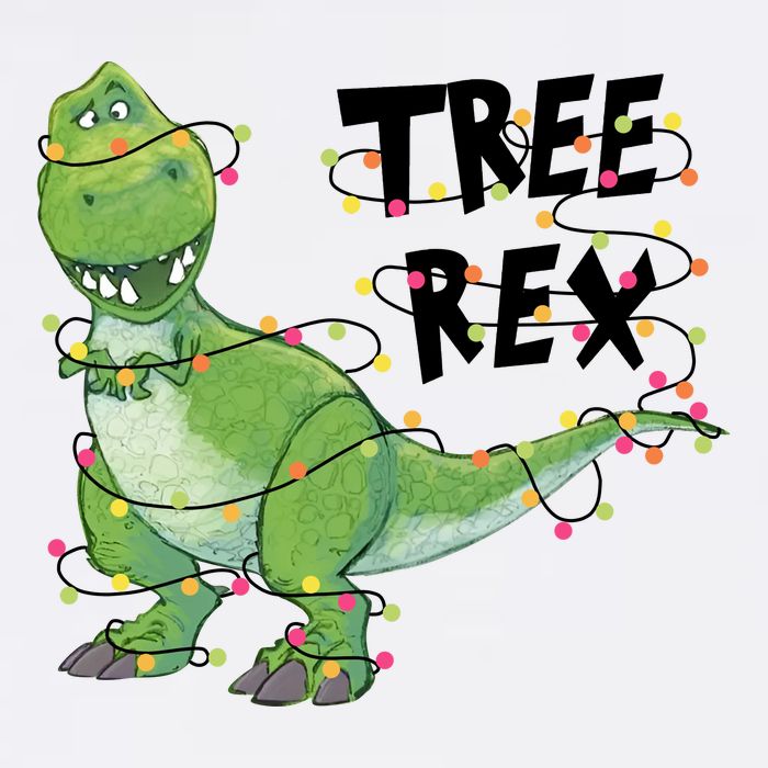 Festive Tree Rex Dinosaur T Rex Christmas Lights Garment-Dyed Sweatshirt