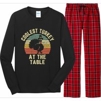 Funny Thanksgiving Retro Coolest Turkey At The Table Long Sleeve Pajama Set