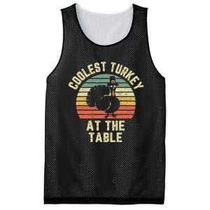 Funny Thanksgiving Retro Coolest Turkey At The Table Mesh Reversible Basketball Jersey Tank