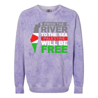 From The River To The Sea Palestine Will Be Free Colorblast Crewneck Sweatshirt