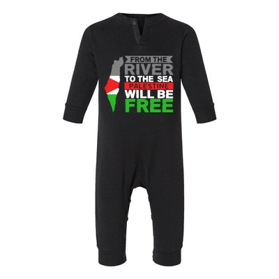 From The River To The Sea Palestine Will Be Free Infant Fleece One Piece