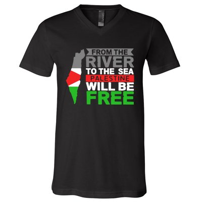 From The River To The Sea Palestine Will Be Free V-Neck T-Shirt