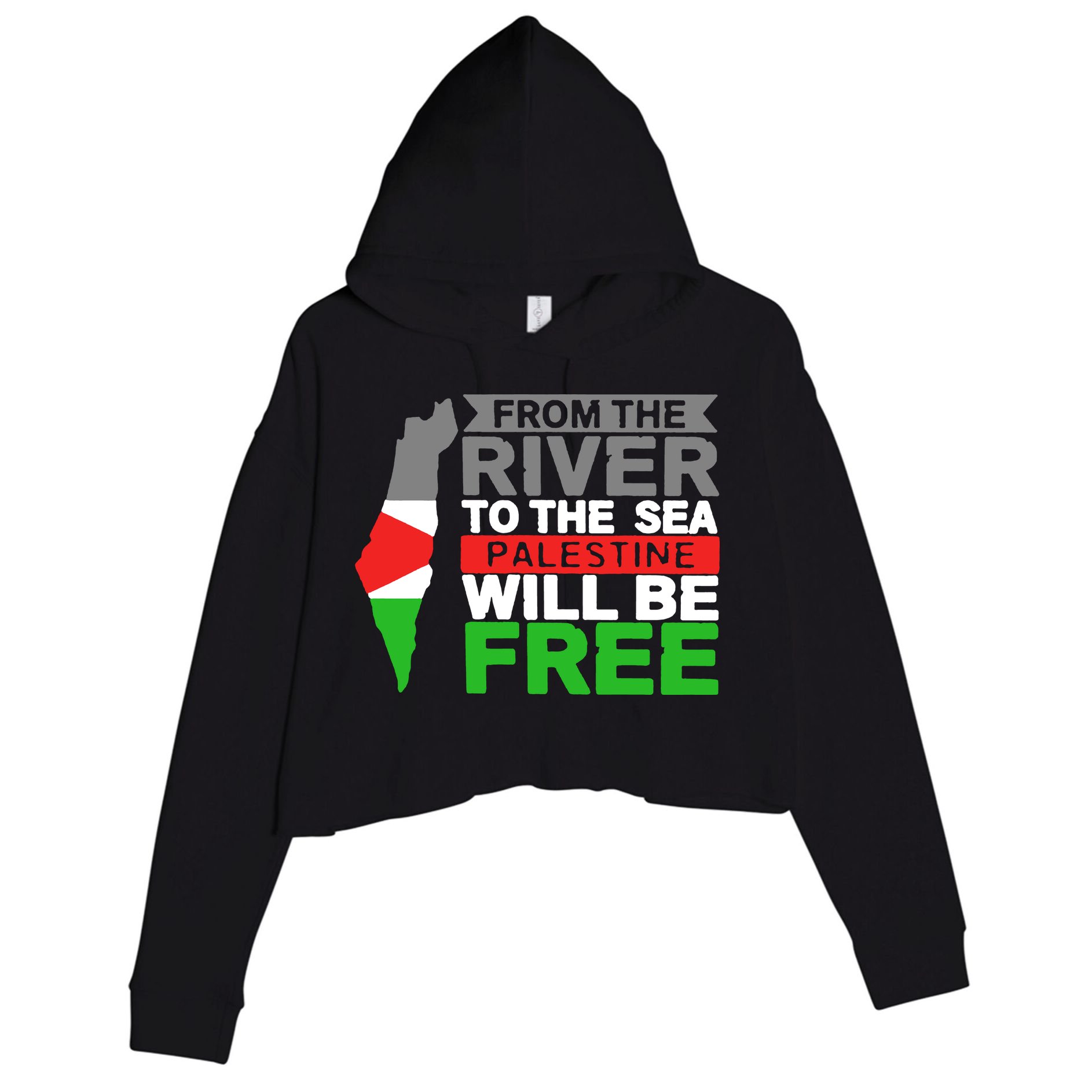 From The River To The Sea Palestine Will Be Free Crop Fleece Hoodie