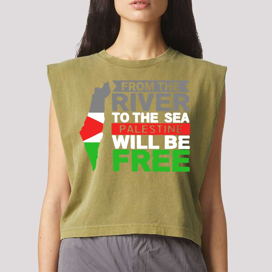 From The River To The Sea Palestine Will Be Free Garment-Dyed Women's Muscle Tee