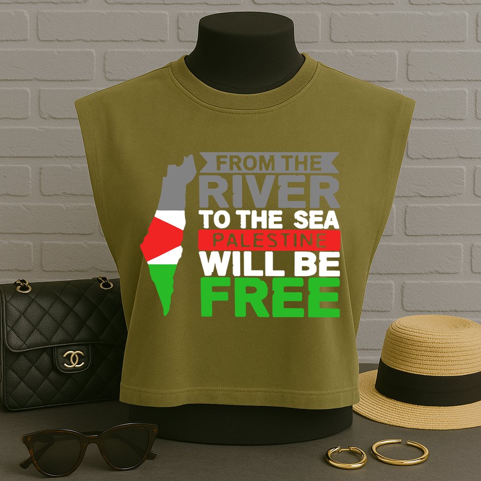 From The River To The Sea Palestine Will Be Free Garment-Dyed Women's Muscle Tee