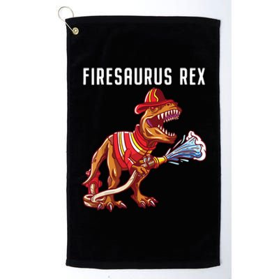 Firefighter T Rex Dinosaur Kids Gifts Shirts For Fireman Boy Platinum Collection Golf Towel