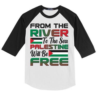 From The River To The Sea Palestine Will Be Free Kids Colorblock Raglan Jersey