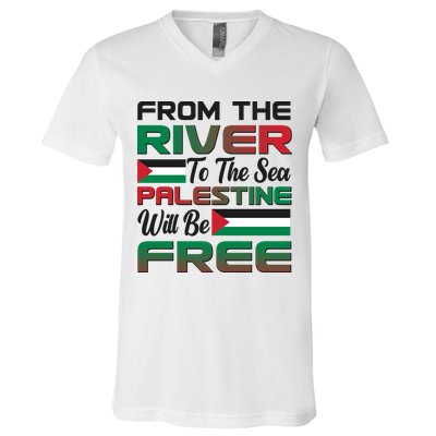 From The River To The Sea Palestine Will Be Free V-Neck T-Shirt