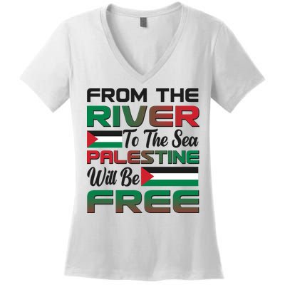 From The River To The Sea Palestine Will Be Free Women's V-Neck T-Shirt