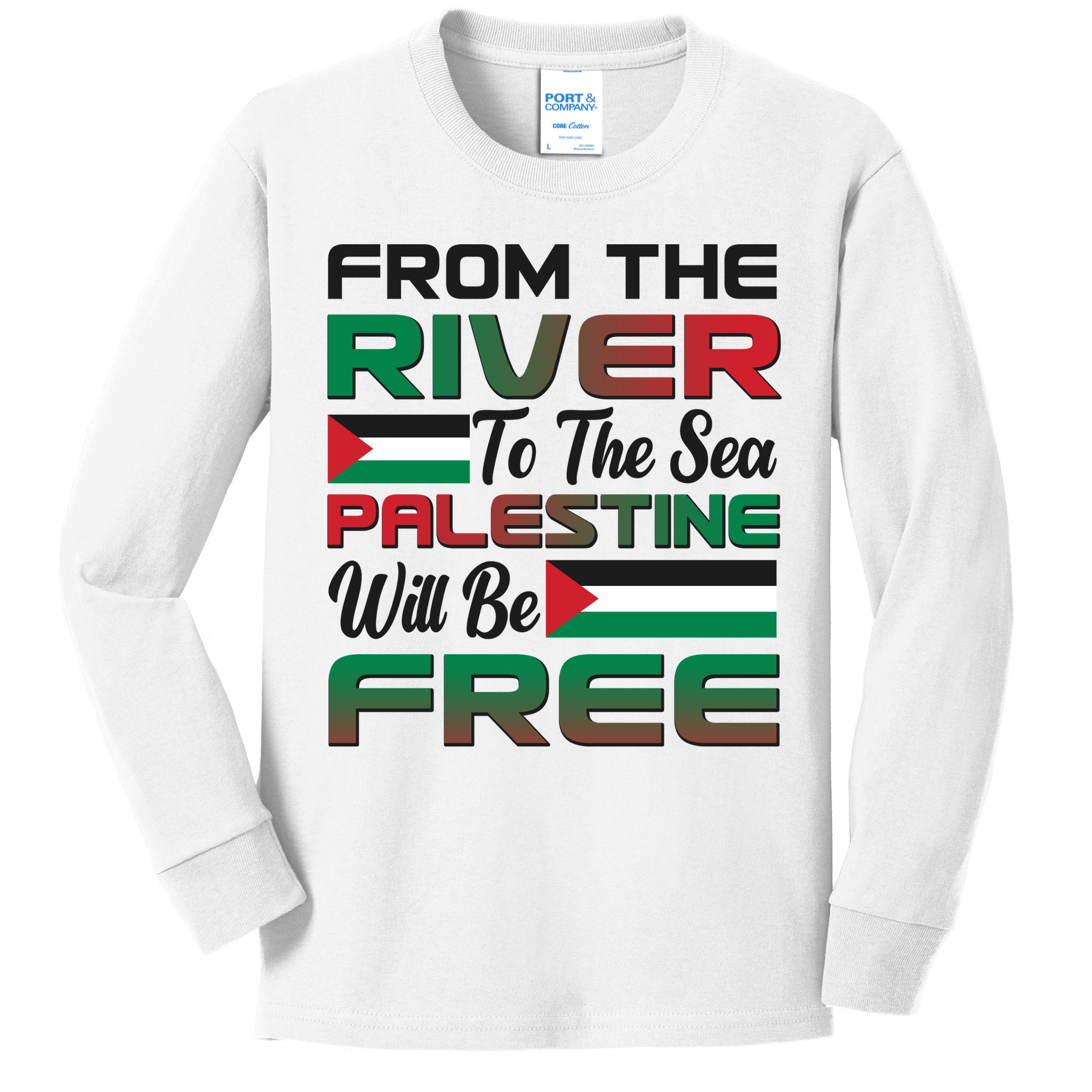 From The River To The Sea Palestine Will Be Free Kids Long Sleeve Shirt