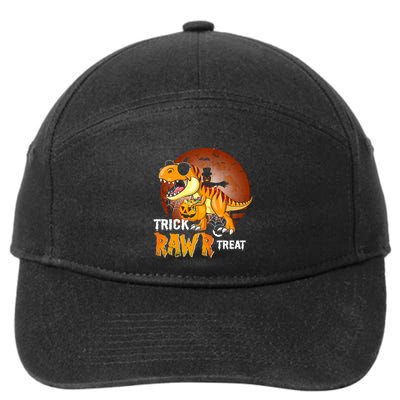 Funny T Rex Dinosaur Trick Rawr Treat Halloween Funny Gift 7-Panel Snapback Hat