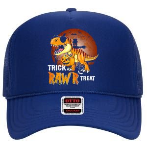 Funny T Rex Dinosaur Trick Rawr Treat Halloween Funny Gift High Crown Mesh Back Trucker Hat