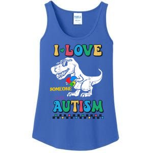 Funny T Rex Dino Dinosaur I Love Someone With Autism Gift Ladies Essential Tank