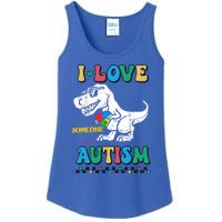 Funny T Rex Dino Dinosaur I Love Someone With Autism Gift Ladies Essential Tank