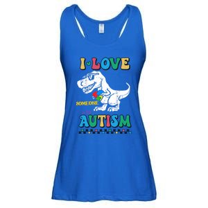 Funny T Rex Dino Dinosaur I Love Someone With Autism Gift Ladies Essential Flowy Tank