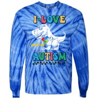 Funny T Rex Dino Dinosaur I Love Someone With Autism Gift Tie-Dye Long Sleeve Shirt