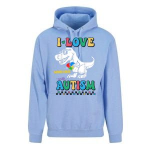 Funny T Rex Dino Dinosaur I Love Someone With Autism Gift Unisex Surf Hoodie