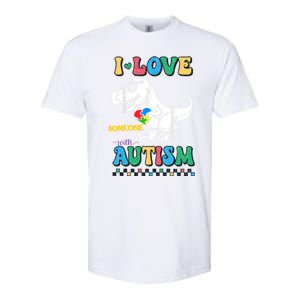 Funny T Rex Dino Dinosaur I Love Someone With Autism Gift Softstyle CVC T-Shirt