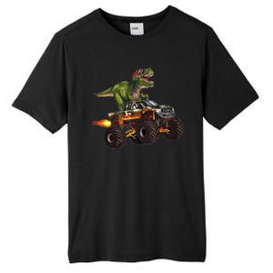 Funny T Rex Wearing Glasses On Monster Truck Tall Fusion ChromaSoft Performance T-Shirt