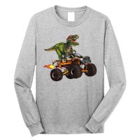 Funny T Rex Wearing Glasses On Monster Truck Long Sleeve Shirt