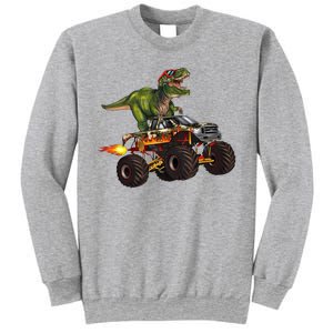 Funny T Rex Wearing Glasses On Monster Truck Sweatshirt