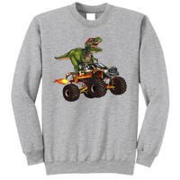 Funny T Rex Wearing Glasses On Monster Truck Sweatshirt