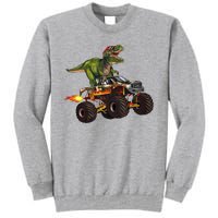 Funny T Rex Wearing Glasses On Monster Truck Tall Sweatshirt