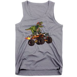 Funny T Rex Wearing Glasses On Monster Truck Tank Top