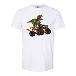 Funny T Rex Wearing Glasses On Monster Truck Softstyle CVC T-Shirt