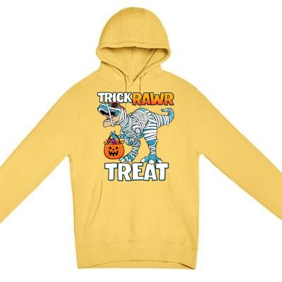 Funny Trick Rawr Treat Dinosaur Pumpkin Candy Trex Halloween Meaningful Gift Premium Pullover Hoodie