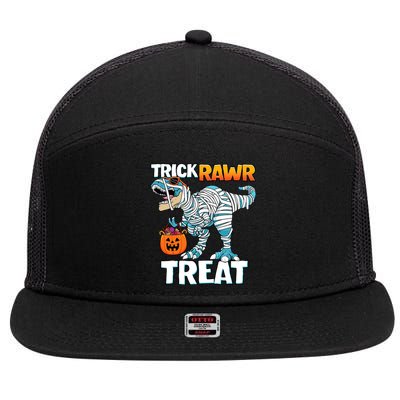 Funny Trick Rawr Treat Dinosaur Pumpkin Candy Trex Halloween Meaningful Gift 7 Panel Mesh Trucker Snapback Hat