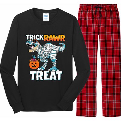 Funny Trick Rawr Treat Dinosaur Pumpkin Candy Trex Halloween Meaningful Gift Long Sleeve Pajama Set